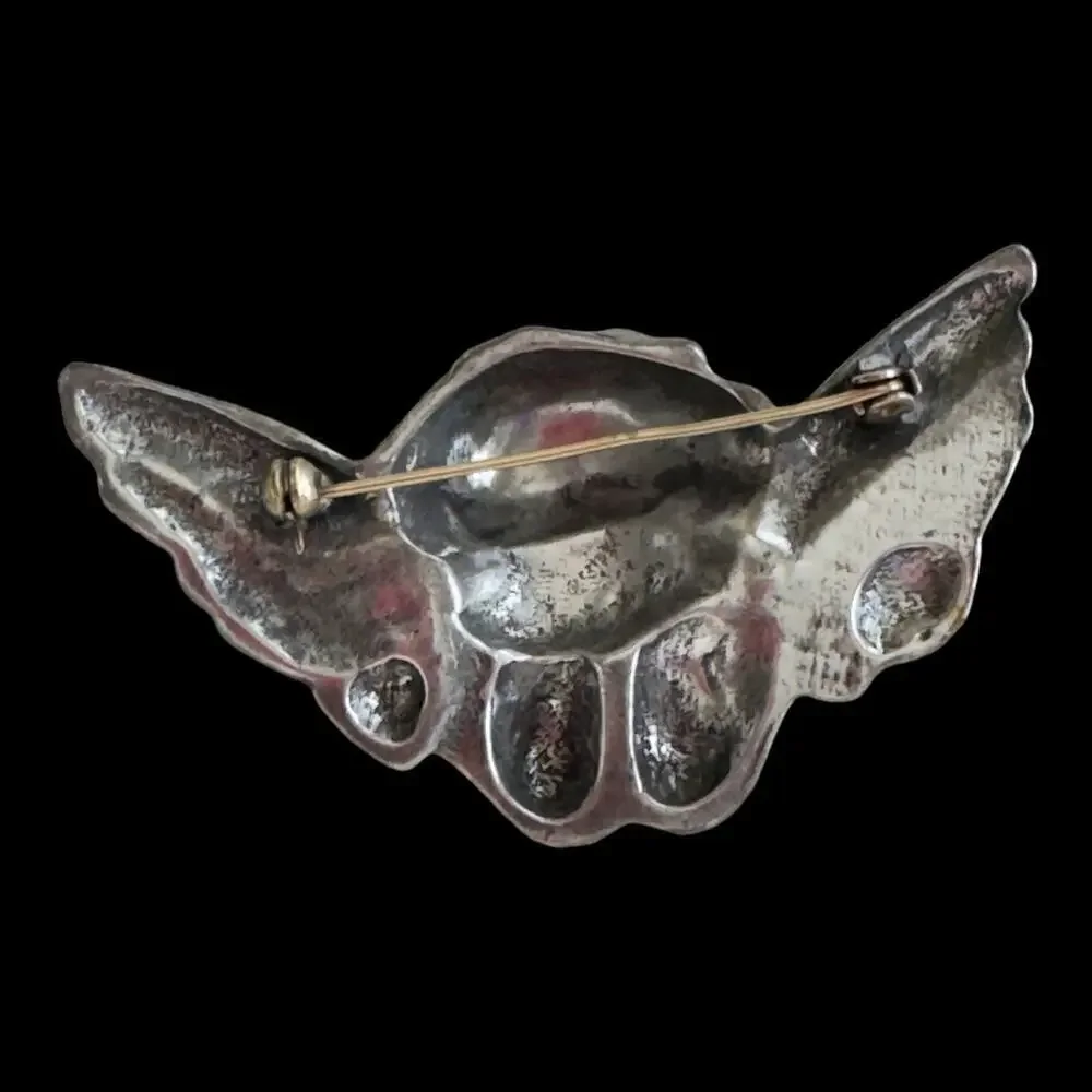 Shiny Polished Sliver Metal Cherub Seraphim Angel Pin Brooch Vintage 1970’s
